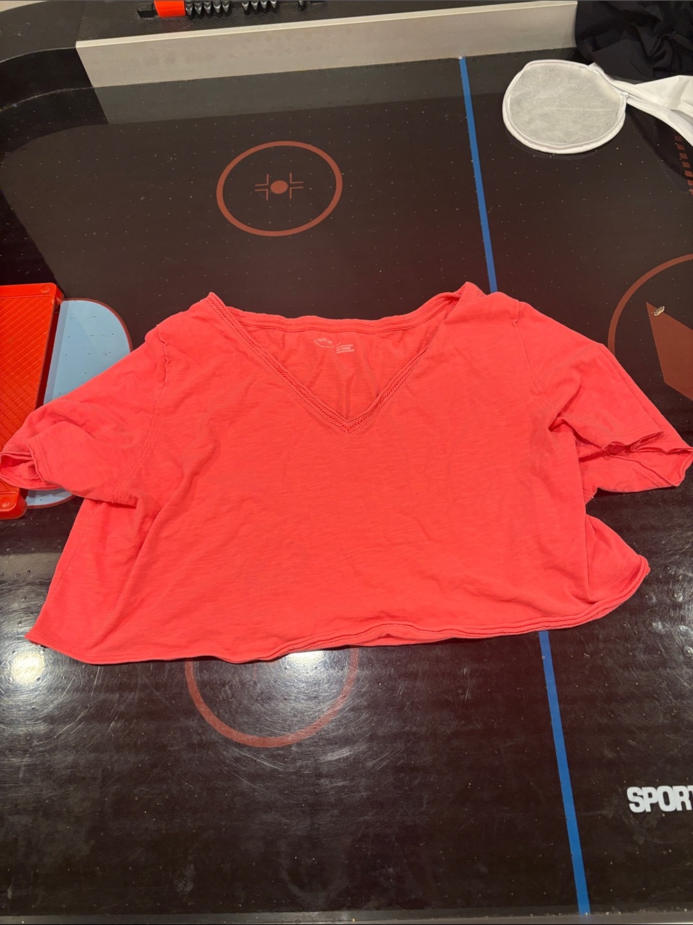 aerie V-Neck Cropped Tee in Coral